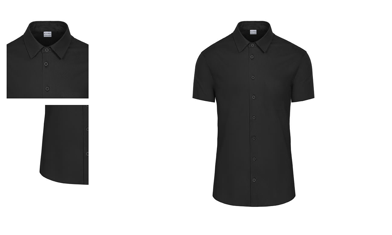 Hemden-Blusen Kurzarm mit Stretch ST-521 Schwarz Damen