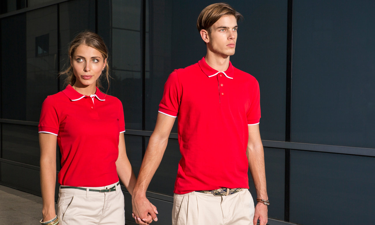 Poloshirts ST-213 Rot-Weiss Fashion