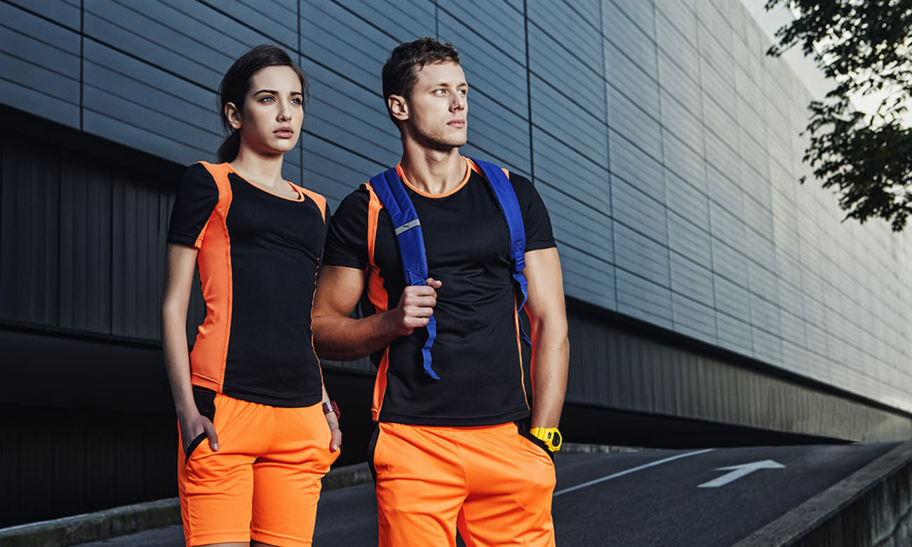 Sportshirts ST-140 Schwarz-Neon Orange Fashion