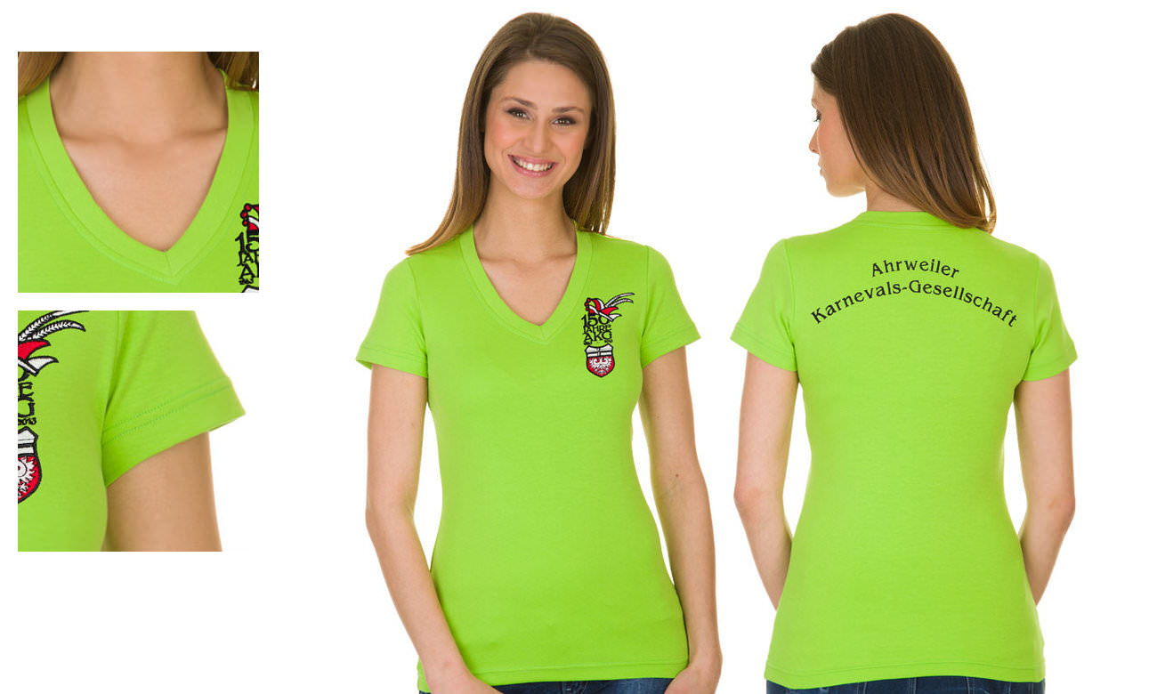 T-Shirts V-Ausschnitt Kurzarm ST-105 Apfelgrün Damen