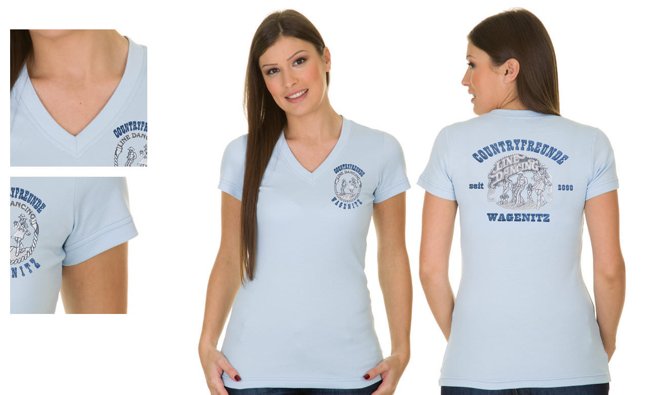 T-Shirts V-Ausschnitt Kurzarm ST-105 Hellblau Damen