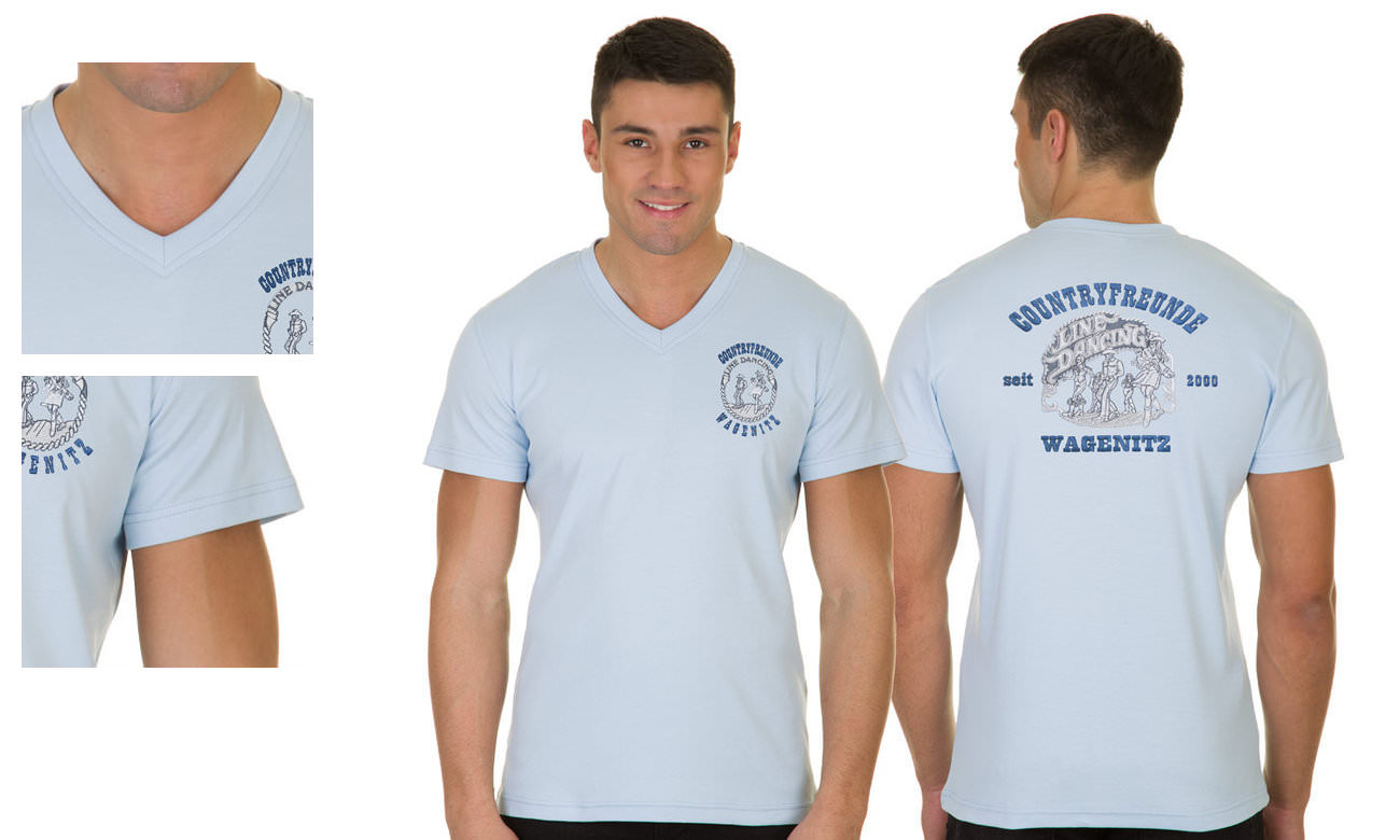 T-Shirts V-Ausschnitt Kurzarm ST-105 Hellblau Herren