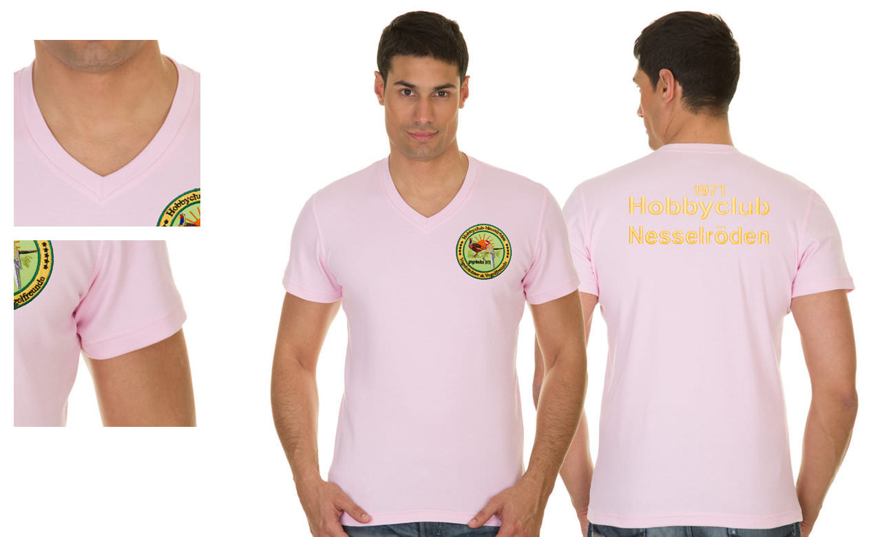 T-Shirts V-Ausschnitt Kurzarm ST-105 Rosa Herren