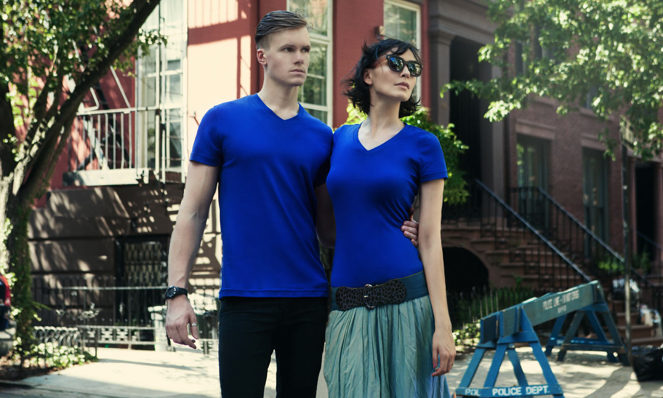 T-Shirts V-Ausschnitt Kurzarm ST-105 Royalblau Fashion